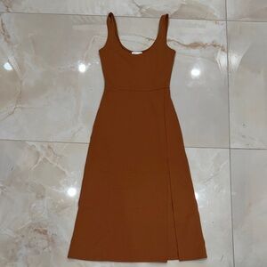 Leith Tan Sleeveless Midi Dress